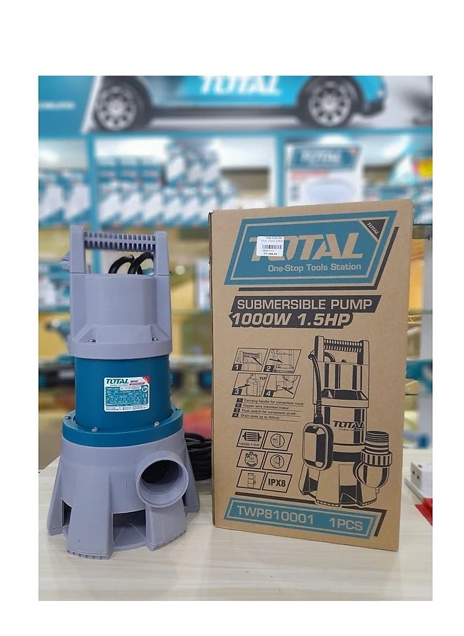 TOTAL Total Submersible Pump 2-inch 1000W (1.3HP) – 9m Head, 333L/min Flow, Dirty Water Pump with Float Switch, Copper Motor, for Sump, Sewage, and Drainage Applications  - Image 4