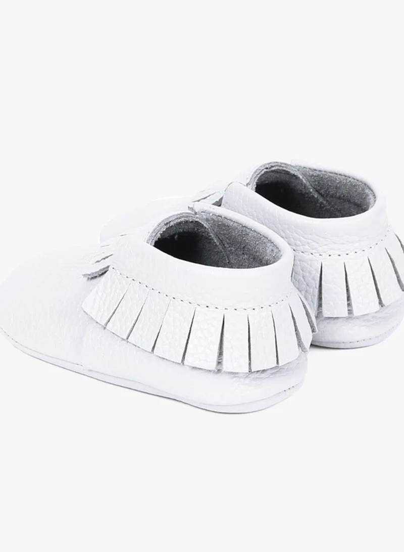 Yoyo Junior White Genuine Leather Moccassins