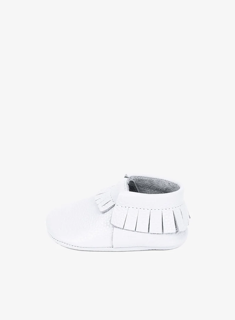 Yoyo Junior White Genuine Leather Moccassins