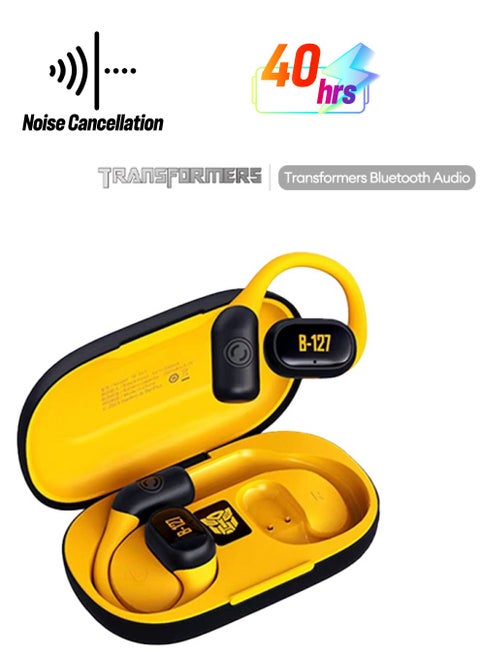 Transformers TF-T13 TWS Wireless Headphones Bluetooth 5.3 Earbuds Yellow Black，Ergonomic Adjustment Design，Intelligent Noise Reduction，Comprehensive Battery Life Up To 40 Hours Suitable For All Models