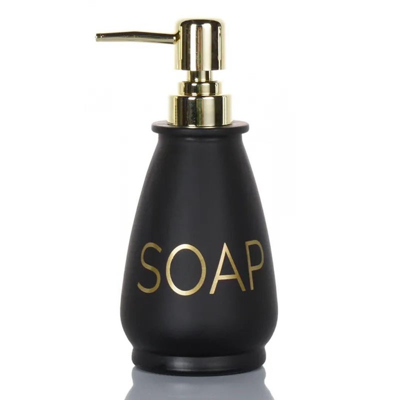 Generic Elegant Soap Dispenser With Gold Pump, Black Matte Finish, Kitchen and Bathroom Lotion Dispenser. ze