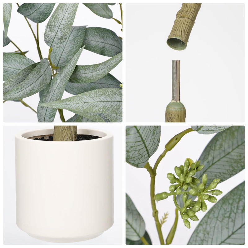 Briful Artificial Eucalyptus Tree in White Pot â€“ 4FT Faux Indoor Plant for Home DÃ©cor, Modern Greenery for Living Room, Bedroom, Office â€“ Realistic Silk Leaves, Minimalist Planter - Image 3