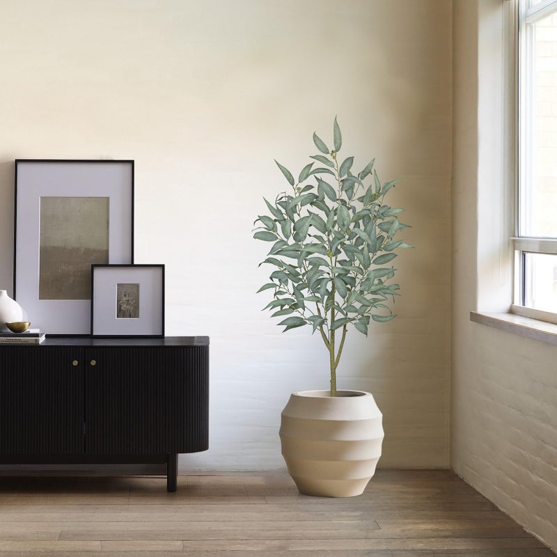 Briful Artificial Eucalyptus Tree in White Pot â€“ 4FT Faux Indoor Plant for Home DÃ©cor, Modern Greenery for Living Room, Bedroom, Office â€“ Realistic Silk Leaves, Minimalist Planter - Image 5
