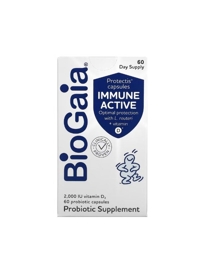 BioGaia Immune Active Protectis Capsules2000 IU 60 Probiotic Capsules - Image 1