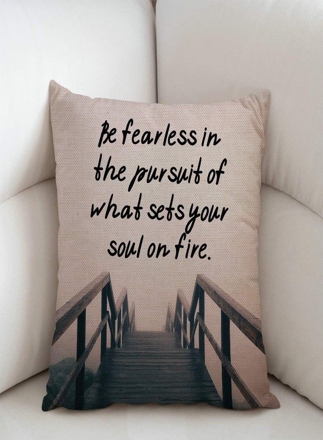 Swono Inspirational Quote Throw Pillow Case Funny Quotes Cushion Cover Cotton Linen 18 x 18 Inch Be Fearless in The Pursuit of What Sets Your Soul On Fire - Image 2