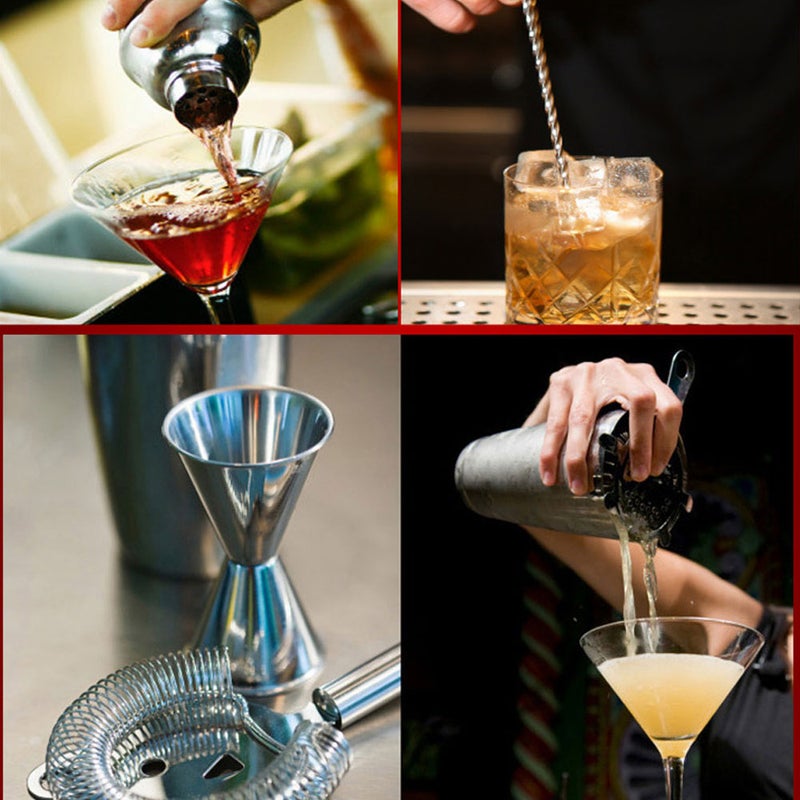 10pcs Bar Cocktail Set Drink Making Shaker Kit Stainless Mixer Making Gift with Bamboo Rack - Image 3