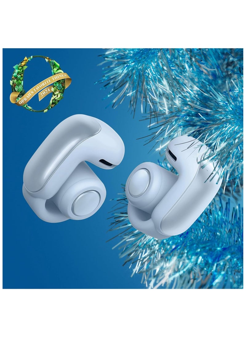 Ultra Open Earbuds, Immersive Audio Open Ear Earbuds, Clip on Earbuds for Comfort, Running Earbuds with OpenAudio for Awareness, Up to 48 Hours of Battery Life, Blue