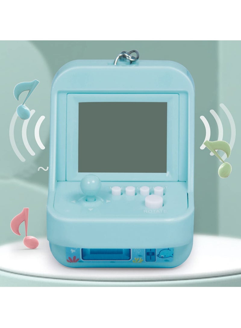 Tiny Arcade Machine Keychain Mini Game Console 26 Classic Games Kids Blue - Image 3