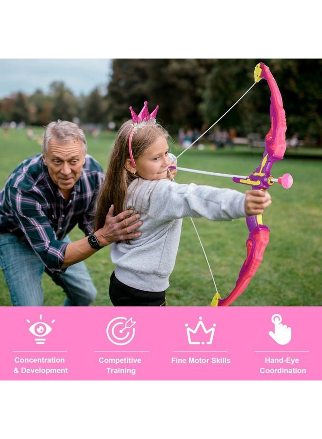 VGOFUN Bow and Arrow for Kids, LED Light Up Archery Set with Princess Cape and Crown, 10 Suction Cup Arrows, Target & Quivers, Outdoor Toy for Girls Aged 3-8, Birthday Gifts Toys for 4 5 6 7 8 Year Old - Image 3