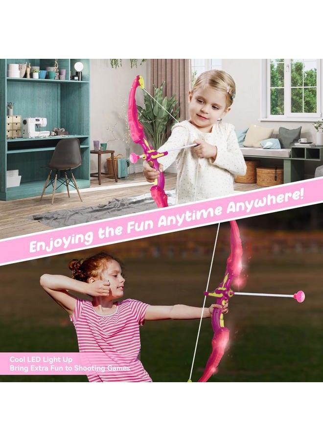VGOFUN Bow and Arrow for Kids, LED Light Up Archery Set with Princess Cape and Crown, 10 Suction Cup Arrows, Target & Quivers, Outdoor Toy for Girls Aged 3-8, Birthday Gifts Toys for 4 5 6 7 8 Year Old - Image 4