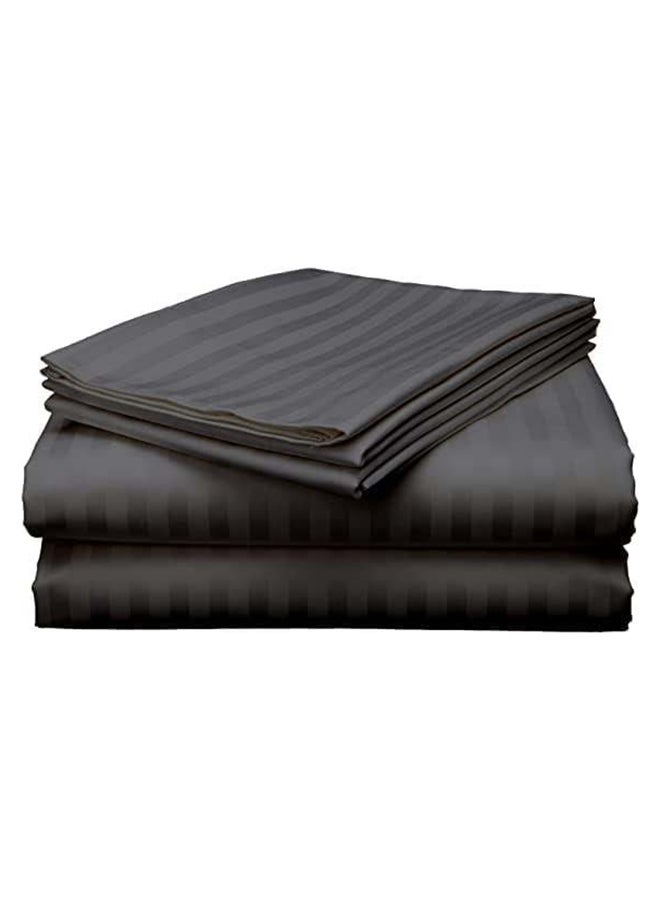 Hotel Collection HOTEL COLLECTION Stripe DARK GREY King Size Fitted Sheet 180 x 200 cm with 2 Pillow Cases  - Image 4