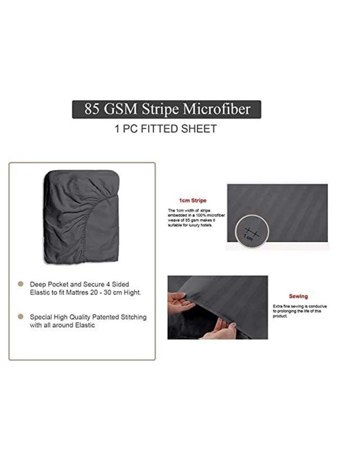 Hotel Collection HOTEL COLLECTION Stripe DARK GREY King Size Fitted Sheet 180 x 200 cm with 2 Pillow Cases  - Image 3
