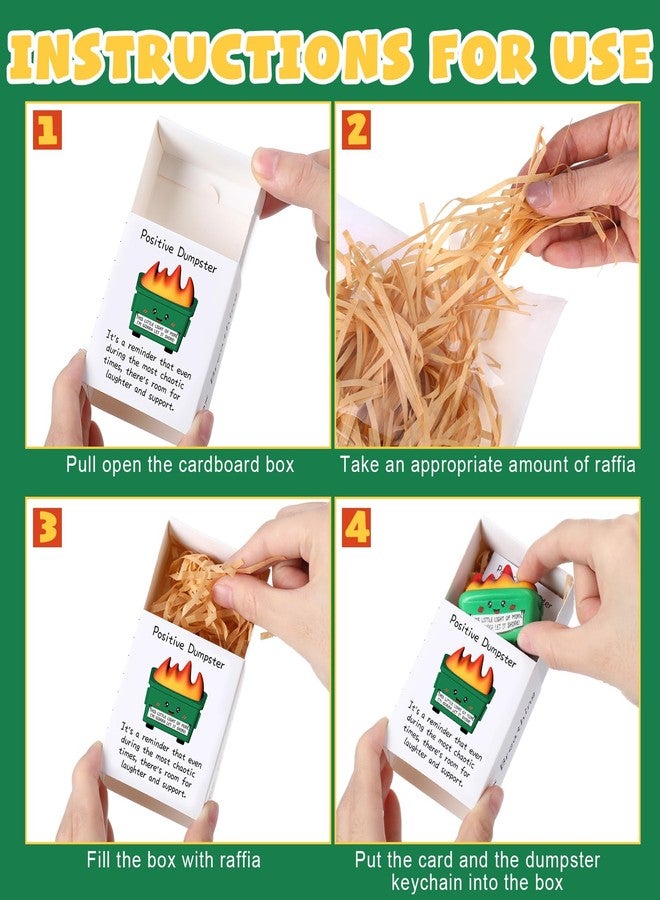 MTLEE 12 Sets Funny Dumpster Stress Ball Keychains Anxiety Relief Gift Bulk Dumpster Flame Support Affirmation with Box Gift(Green) - Image 3