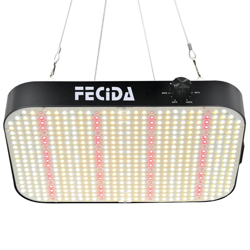FECiDA 600W Equivalent LED Grow Light, 65W True Power Full Spectrum Plant Light, 0â€“100% Dimmable, Daisy Chain, Quiet Cooling Fan for Indoor Plants Seedling Veg Bloom - Image 1
