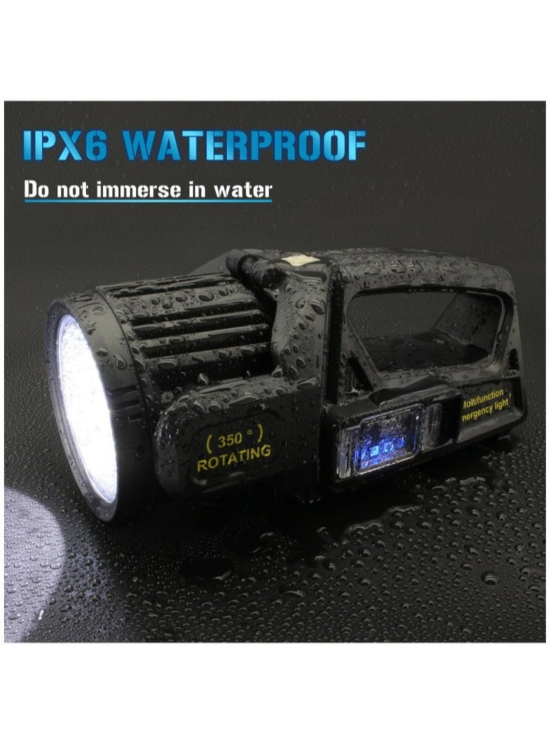 XiuWoo 900000 Lumens Spotlight, Rechargeable Led Spotlight Flashlight with 350° Rotate Head, 9 Modes Super Bright Spot Lights Outdoor Handheld, IPX6 Waterproof Solar Flashlight for Emergencies  - Image 5