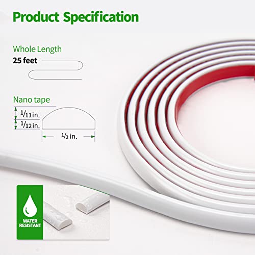 LONGKING 25 ft Peel and Stick Trim, Molding Trim for Walls, Edges, Borders, Backsplash Tiles, Flexible and Self Adhesive Trim, White - Image 2