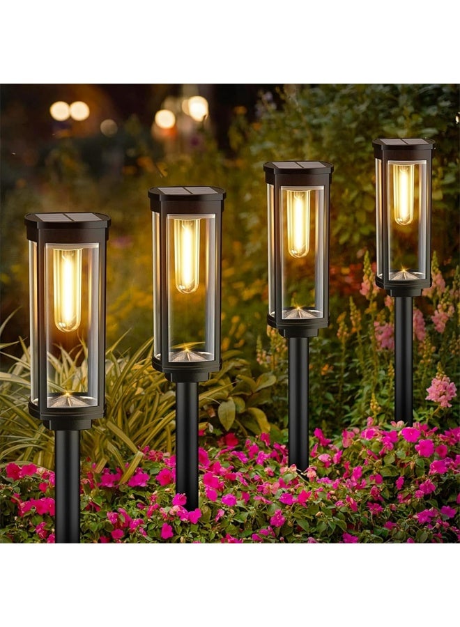 DUNISO 4 Pack Solar Pathway Lights Outdoor, Solar Powered Landscape Lights ，IP65 Waterproof，Moisture-proof，Decorative for Walkway Driveway Lawn Patio Sidewalk Yard，Black - Image 1