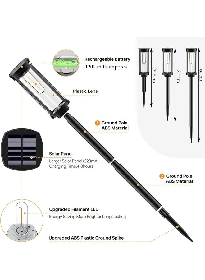 DUNISO 4 Pack Solar Pathway Lights Outdoor, Solar Powered Landscape Lights ，IP65 Waterproof，Moisture-proof，Decorative for Walkway Driveway Lawn Patio Sidewalk Yard，Black - Image 2