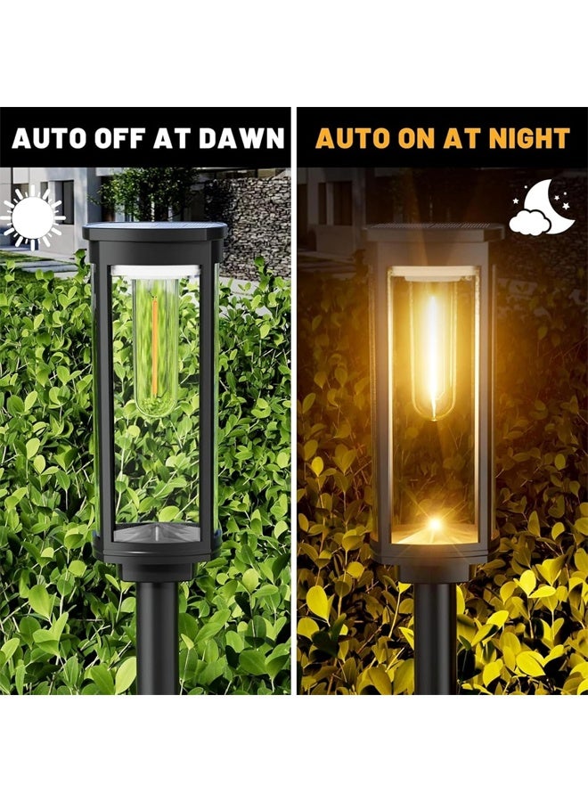 DUNISO 4 Pack Solar Pathway Lights Outdoor, Solar Powered Landscape Lights ，IP65 Waterproof，Moisture-proof，Decorative for Walkway Driveway Lawn Patio Sidewalk Yard，Black - Image 4