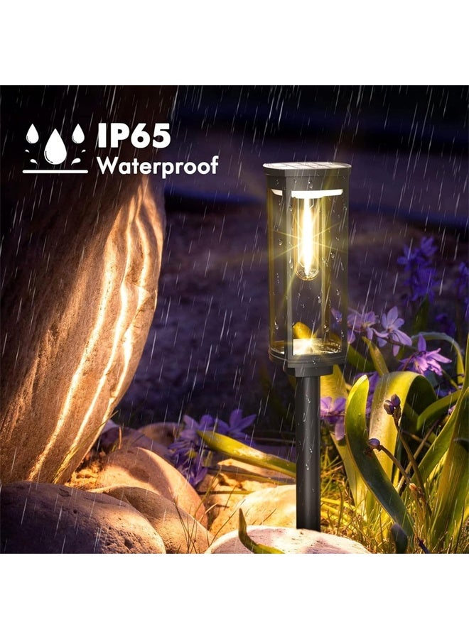 DUNISO 4 Pack Solar Pathway Lights Outdoor, Solar Powered Landscape Lights ，IP65 Waterproof，Moisture-proof，Decorative for Walkway Driveway Lawn Patio Sidewalk Yard，Black - Image 5