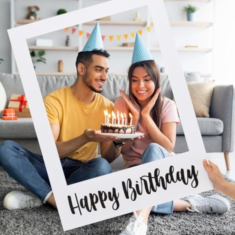 إطار كشك صور لعيد الميلاد السعيد، إطار صورة سيلفي كبير مع فتحات DIY، دعامة خلفية للحفلات لأعياد الميلاد والذكرى السنوية وحفلات الزفاف ومستلزمات الحفلات المزخرفة 80 × 56 سم - Image 2