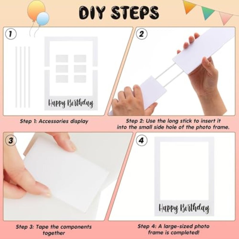 إطار كشك صور لعيد الميلاد السعيد، إطار صورة سيلفي كبير مع فتحات DIY، دعامة خلفية للحفلات لأعياد الميلاد والذكرى السنوية وحفلات الزفاف ومستلزمات الحفلات المزخرفة 80 × 56 سم - Image 5