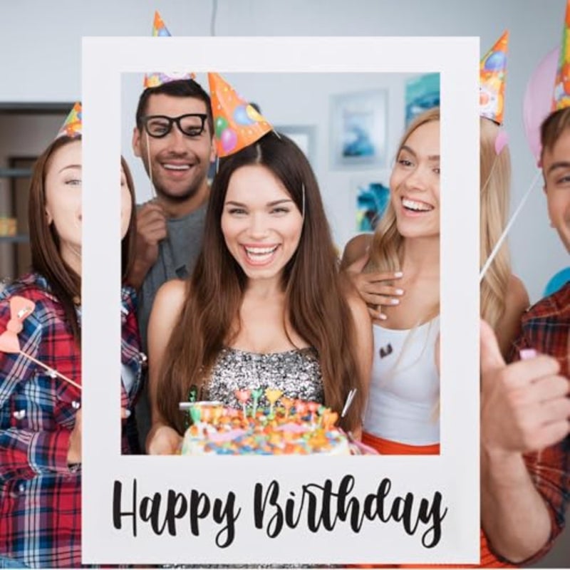 إطار كشك صور لعيد الميلاد السعيد، إطار صورة سيلفي كبير مع فتحات DIY، دعامة خلفية للحفلات لأعياد الميلاد والذكرى السنوية وحفلات الزفاف ومستلزمات الحفلات المزخرفة 80 × 56 سم - Image 4