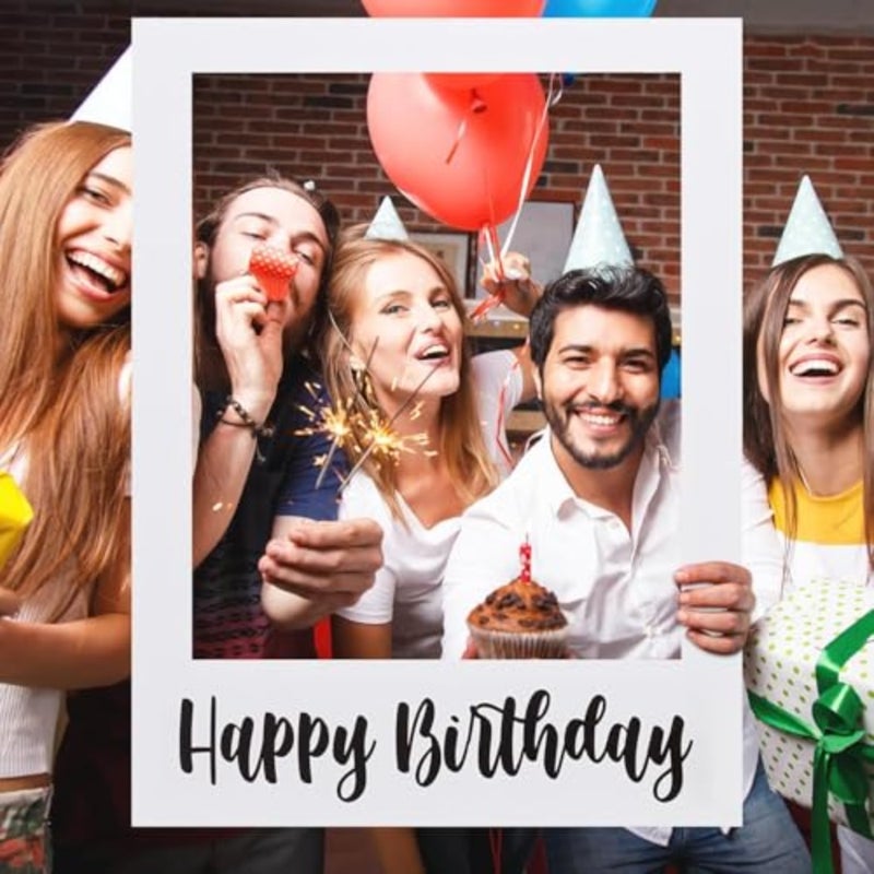 إطار كشك صور لعيد الميلاد السعيد، إطار صورة سيلفي كبير مع فتحات DIY، دعامة خلفية للحفلات لأعياد الميلاد والذكرى السنوية وحفلات الزفاف ومستلزمات الحفلات المزخرفة 80 × 56 سم - Image 1