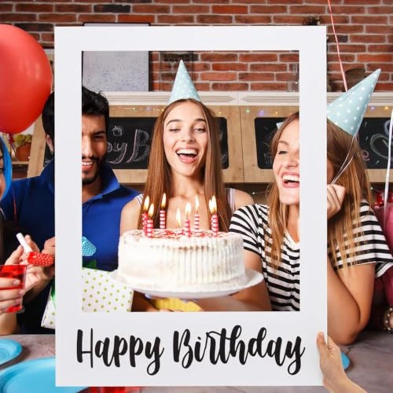 إطار كشك صور لعيد الميلاد السعيد، إطار صورة سيلفي كبير مع فتحات DIY، دعامة خلفية للحفلات لأعياد الميلاد والذكرى السنوية وحفلات الزفاف ومستلزمات الحفلات المزخرفة 80 × 56 سم - Image 3