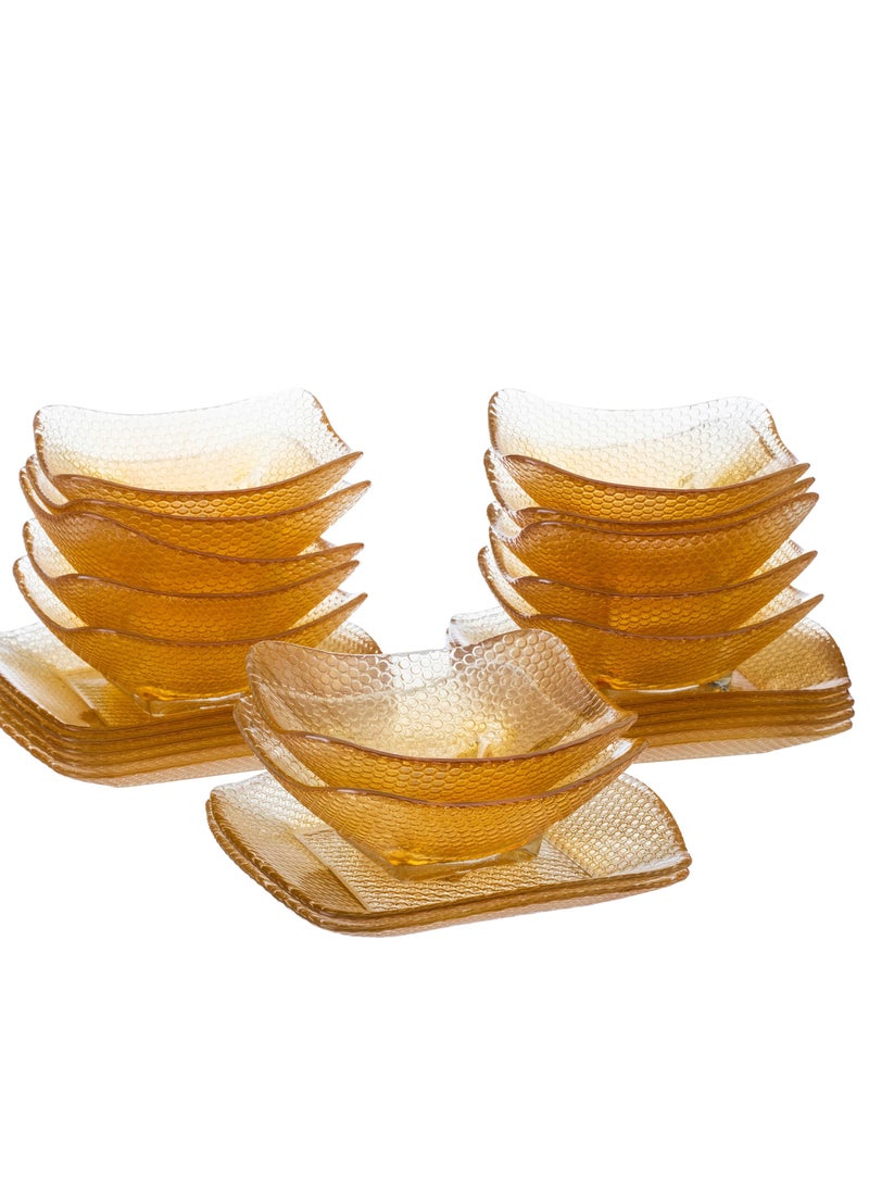 Dania - 24 Piece Hospitality Set Consisting Of 12 Bowls With 12 Dishes For Sweets And Nuts, And It Is Multi Use Clear Square Glass
Shape 15X15 Cm - Image 1
