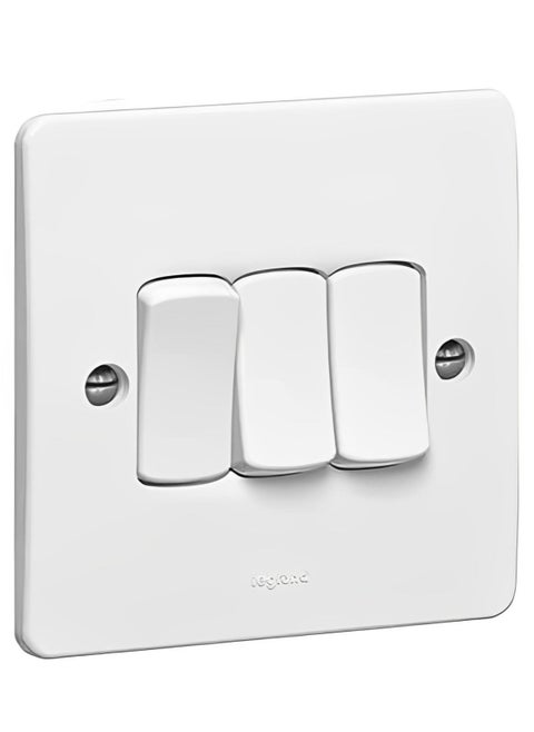 LEGRAND 730003 SINGLE POLE SWITCH SYNERGY 3 GANG  2 WAY  10 AX  250 V WHITE