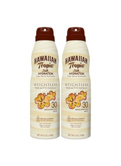 Hawaiian Tropic Hawaiian Tropic Weightless Hydration Clear Spray Sunscreen Spf 30 6Oz ; Hawaiian Tropic Sunscreen Spf 30 Sunblock Oxybenzone Free Sunscreen Spray On Sunscreen Pack Spf 30 6Oz Each Twin Pack  - Image 1