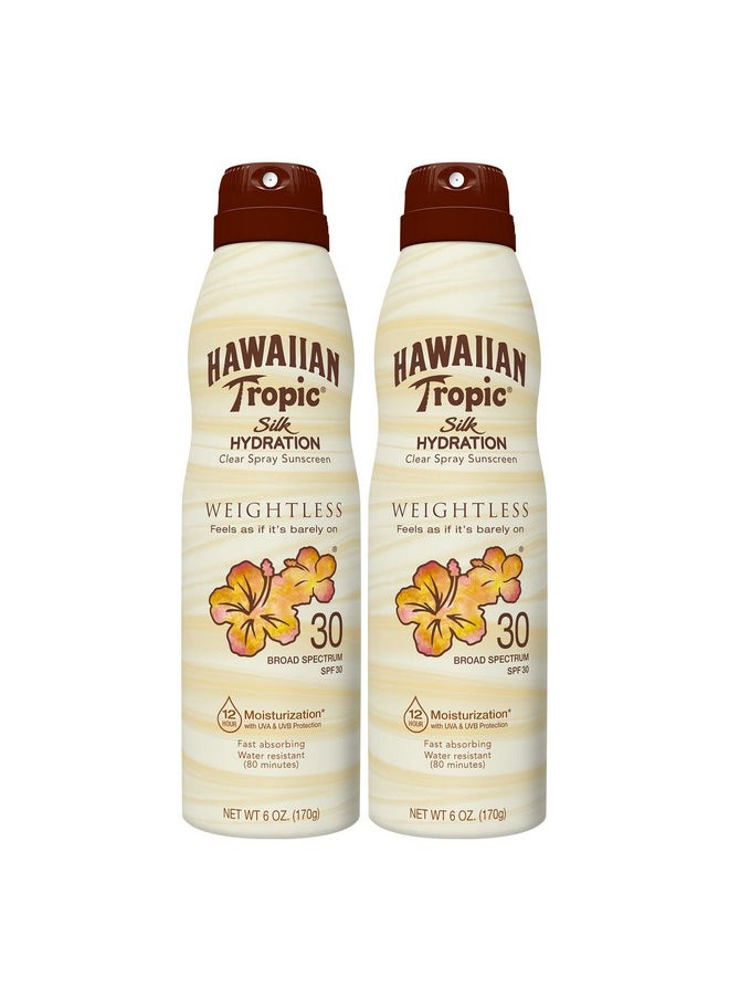 Hawaiian Tropic Hawaiian Tropic Weightless Hydration Clear Spray Sunscreen Spf 30 6Oz ; Hawaiian Tropic Sunscreen Spf 30 Sunblock Oxybenzone Free Sunscreen Spray On Sunscreen Pack Spf 30 6Oz Each Twin Pack  - Image 1