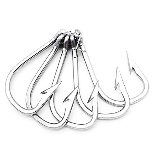SENYUBBY Saltwater Large Giant Shark,Tuna and Catfish Hooks Extra Strong Stainless Steel Fishing Hooks (12/0(Pack of 5)) - Image 2