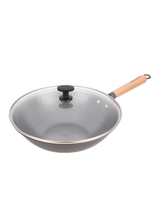 Ballarini Iron Wok, Stir-fry Pan, Cast Iron Skillet, Traditional Iron Pan For Home Use, Uncoated, 32cm, Chinese-style Stir-frying