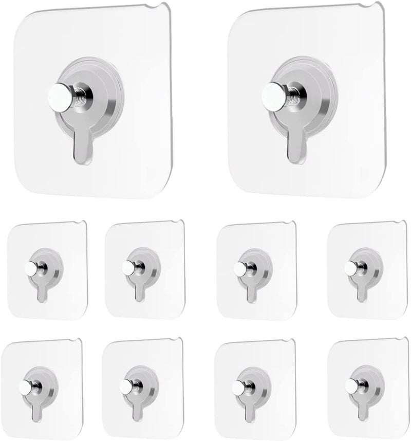 Boniry 6 Pcs Adhesive Wall Hook | Nail Free Photo Frame Wall Hook Screw Adhesive Non-Trace No Drilling for Bathroom Shower Kitchen Installation Hanging | Hooks for Hanging - Image 1