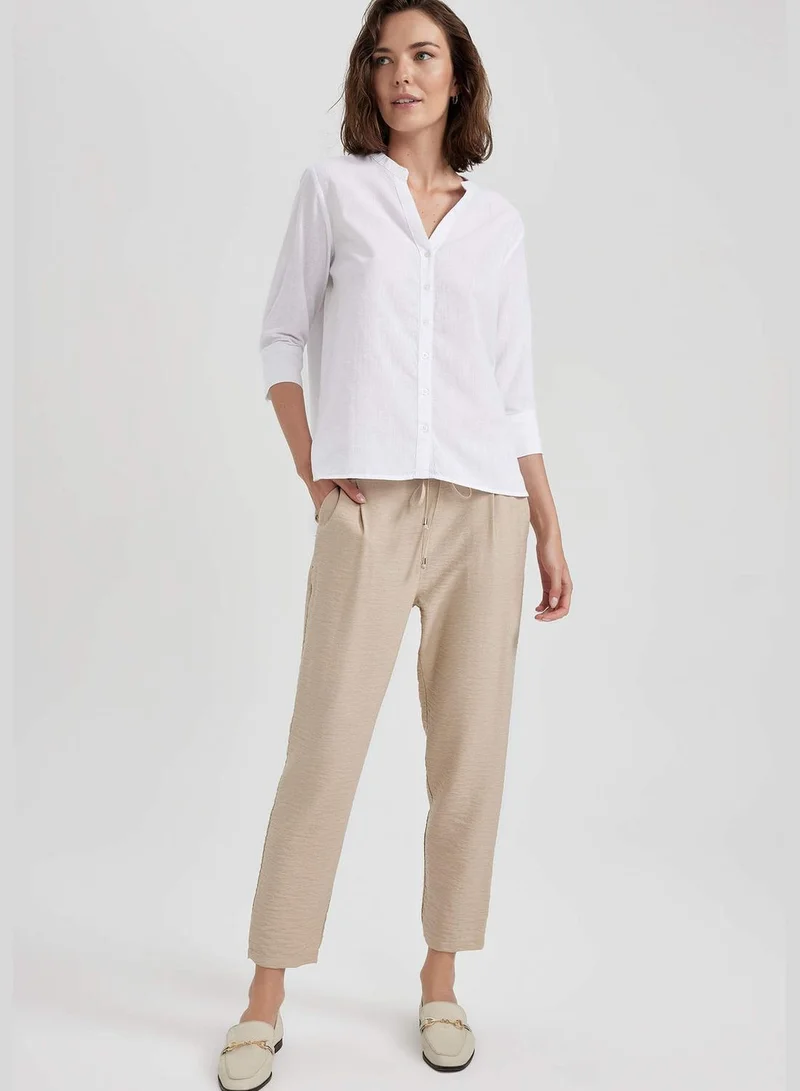 DeFacto Jogger Straight Leg Linen Look Trousers