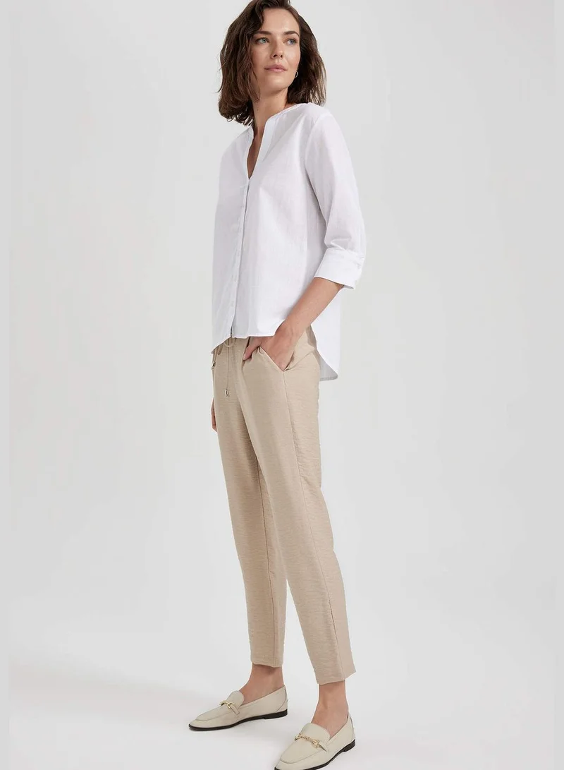 DeFacto Jogger Straight Leg Linen Look Trousers