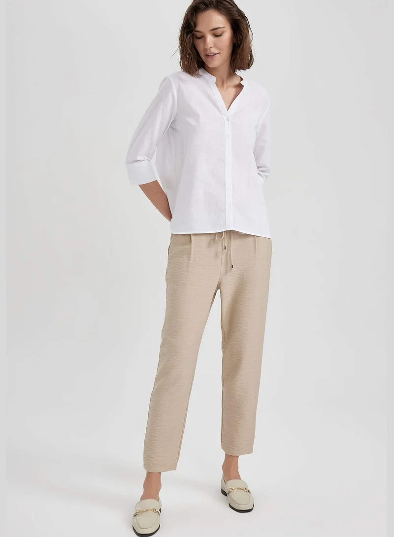 DeFacto Jogger Straight Leg Linen Look Trousers