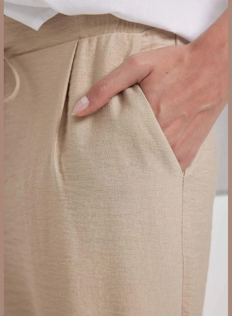 DeFacto Jogger Straight Leg Linen Look Trousers