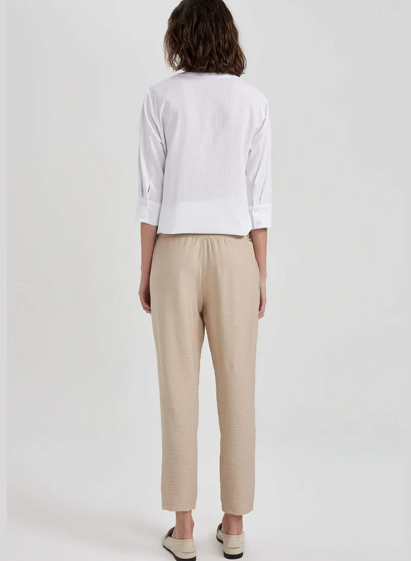 DeFacto Jogger Straight Leg Linen Look Trousers