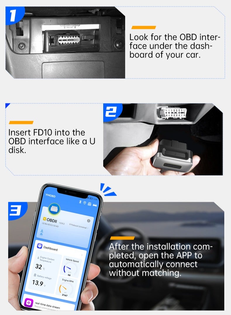 فنيرسي ماسح OBD2 – قارئ أكواد الأعطال الاحترافي للسيارات OBDII، يشخص ضوء خطأ محرك OBDII على المركبات، أداة عالمية لمسح أكواد الأعطال وتشخيصها، بيانات في الوقت الفعلي، إطارات تجميد، واختبار الأداء/الجهد. - Image 4