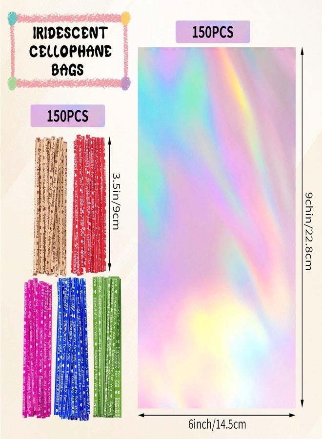150 كيسًا من السيلوفان اللامع مع أربطة، مقاس 6 × 9 بوصة، أكياس هدايا شفافة للحفلات، أكياس هدايا عيد الفصح ثلاثية الأبعاد، أكياس حلوى لحفلات استقبال المولود الجديد، حفلات الزفاف، حفلات أعياد الميلاد. - Image 2