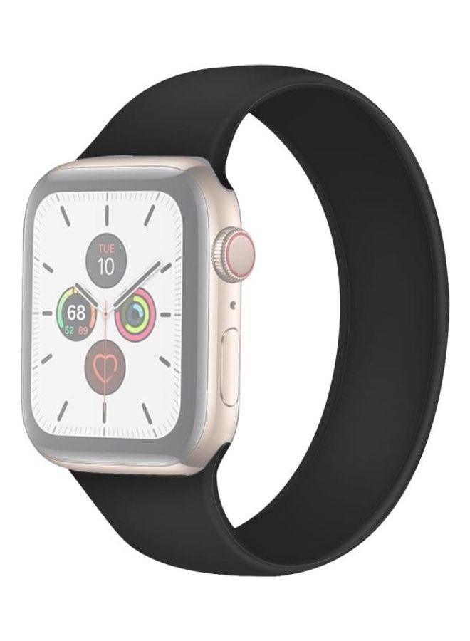 NIBEMINENT Solid Colour Elastic Silicone Replacement Wrist Strap Watchband For Apple Watch Series 7/6/SE/5/4/3/2/1 41/40/38mm, Size:L 156mm Black - Image 1