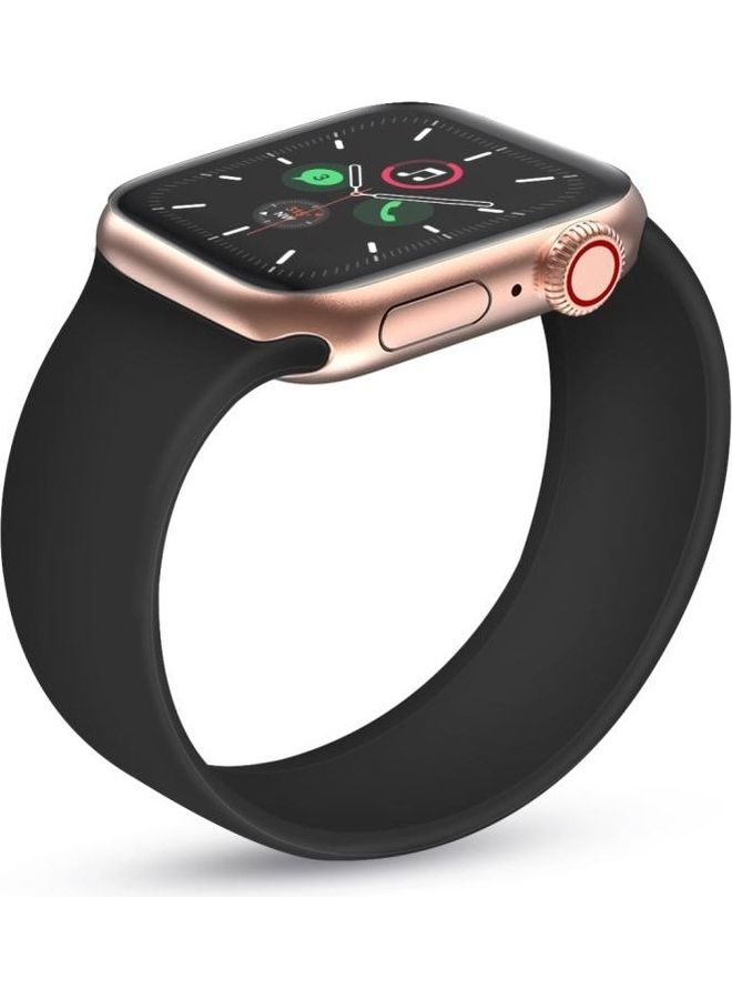 NIBEMINENT Solid Colour Elastic Silicone Replacement Wrist Strap Watchband For Apple Watch Series 7/6/SE/5/4/3/2/1 41/40/38mm, Size:L 156mm Black - Image 3