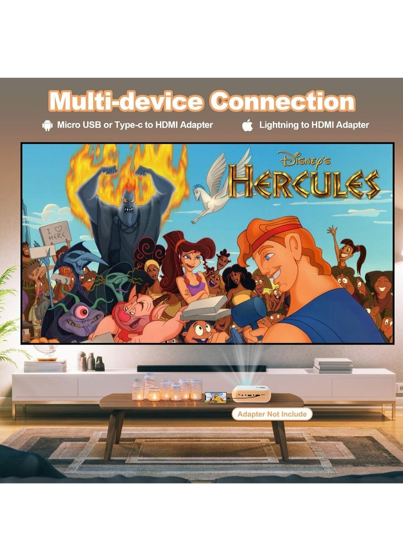 A10 Mini Projector, 1080P Full HD, 100 ANSI Room Dorm Home Theater Video Projector Compatible with iOS, Android, HDMI, TV Stick, USB, PC and Remote Control  - Image 3
