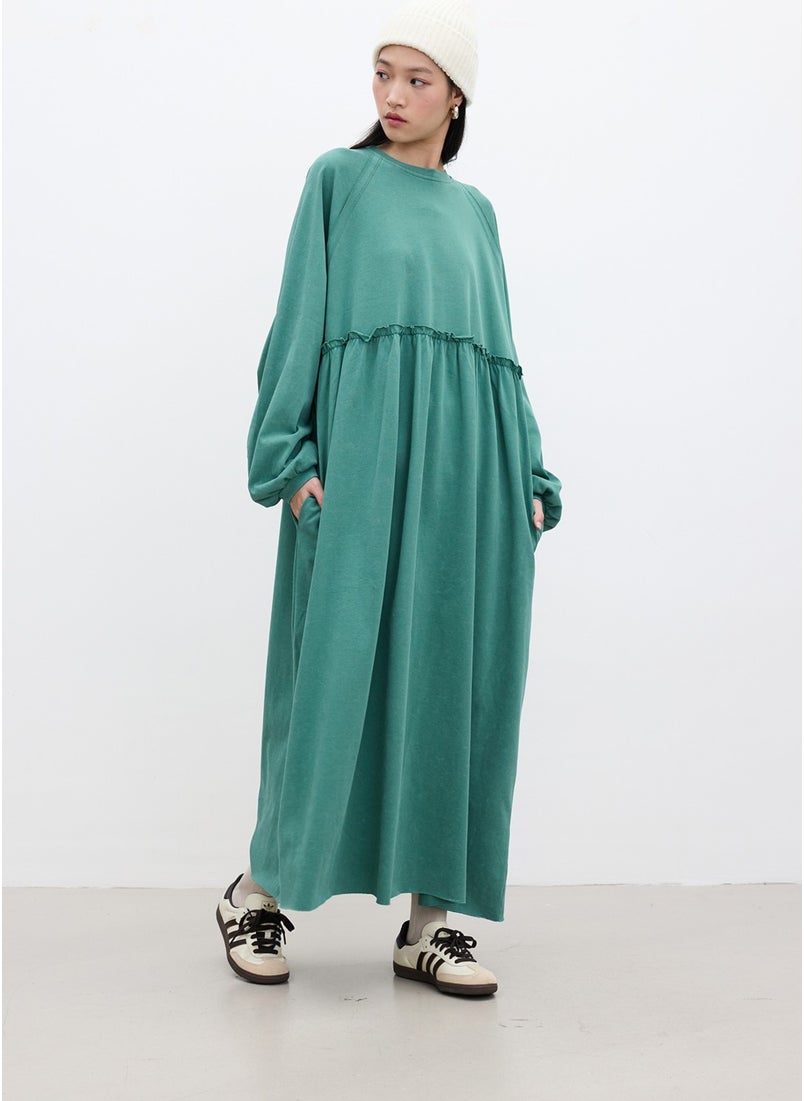 Oversized Gathered Dress Green - pzsku/ZDB79168A7470004CF856Z/45/_/1741272316/cba6b964-6862-4d9f-bb9a-78a401b1f873