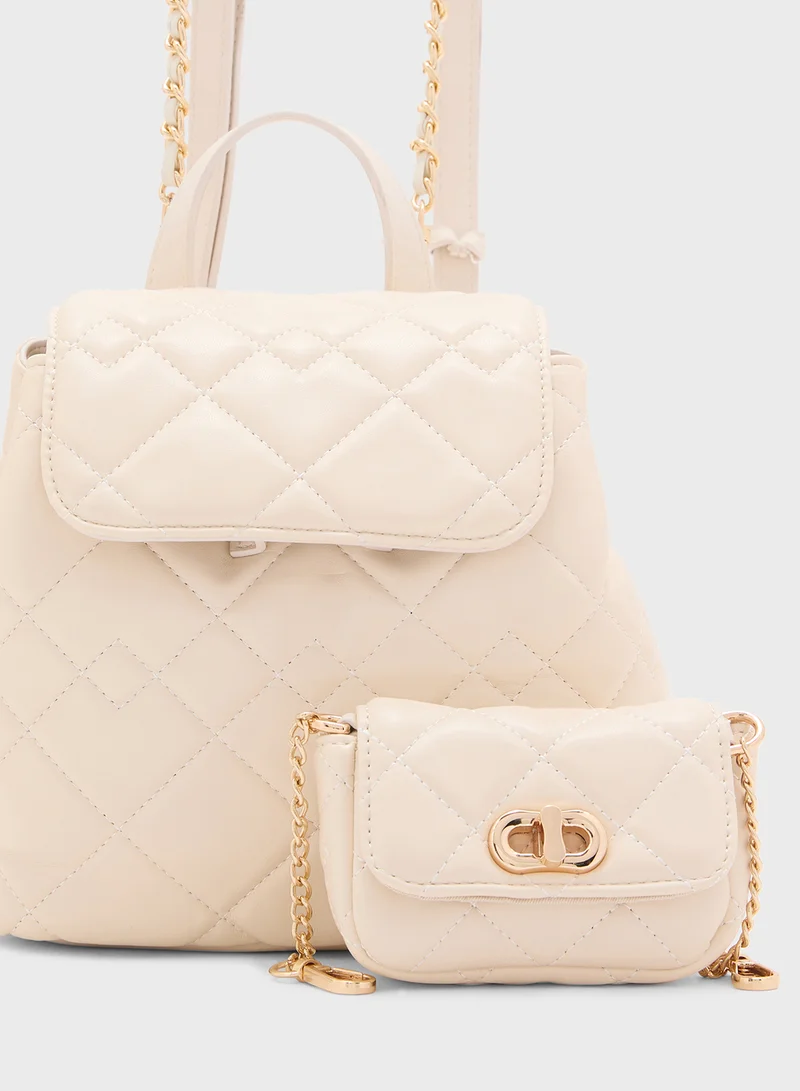 Ginger 4 In 1 Quilted Backpack With Crossbody Pouch