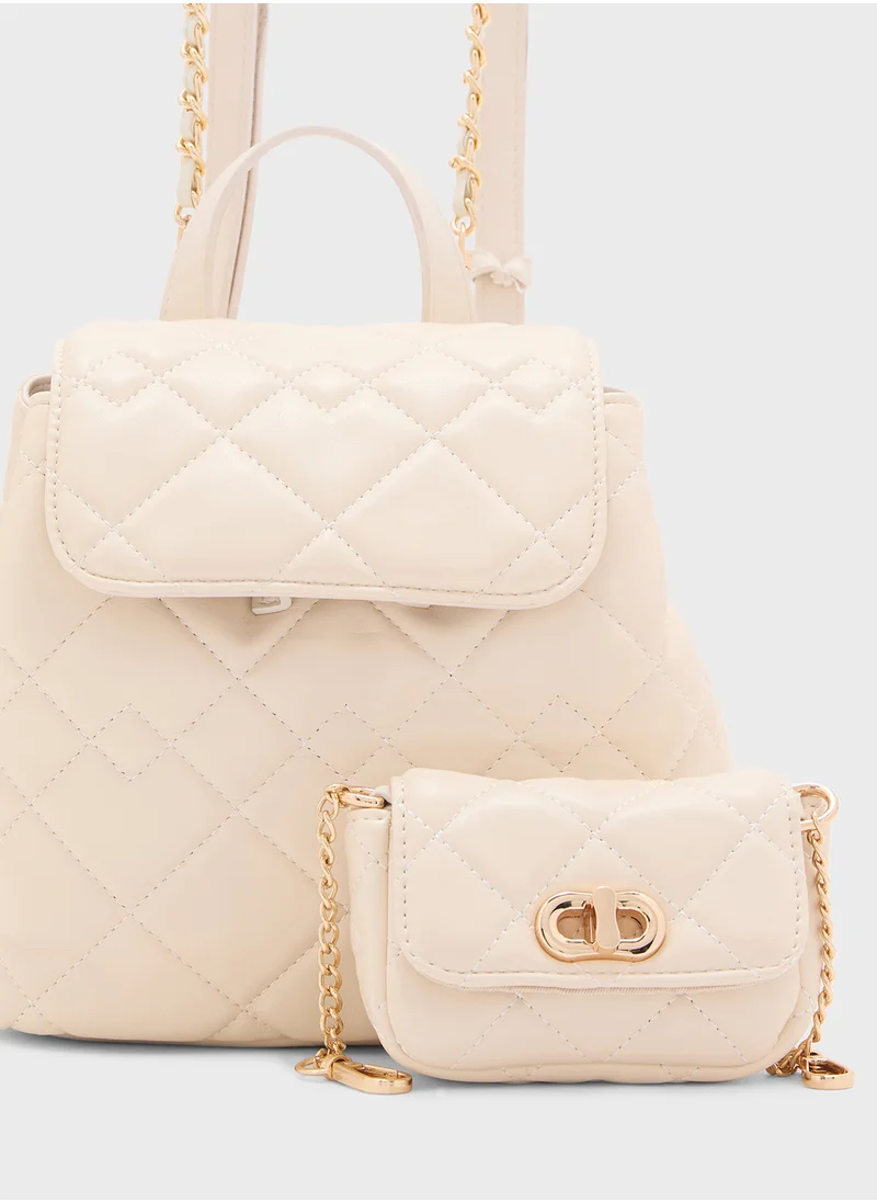 Ginger 4 In 1 Quilted Backpack With Crossbody Pouch