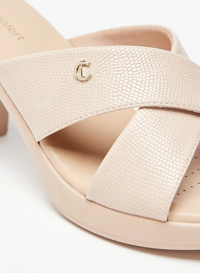Le Confort Women's Textured Cross Strap Sandals with Block Heels